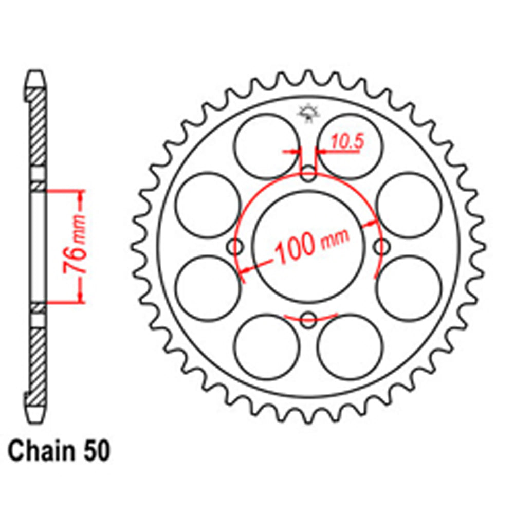 REAR SPROCKET - STEEL 46T 530P