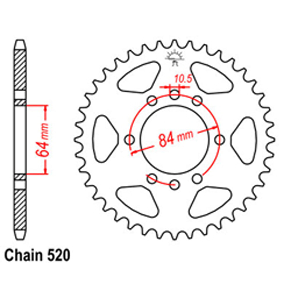 REAR SPROCKET - STEEL 39T 520P D/D