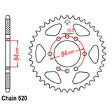 REAR SPROCKET - STEEL 39T 520P D/D