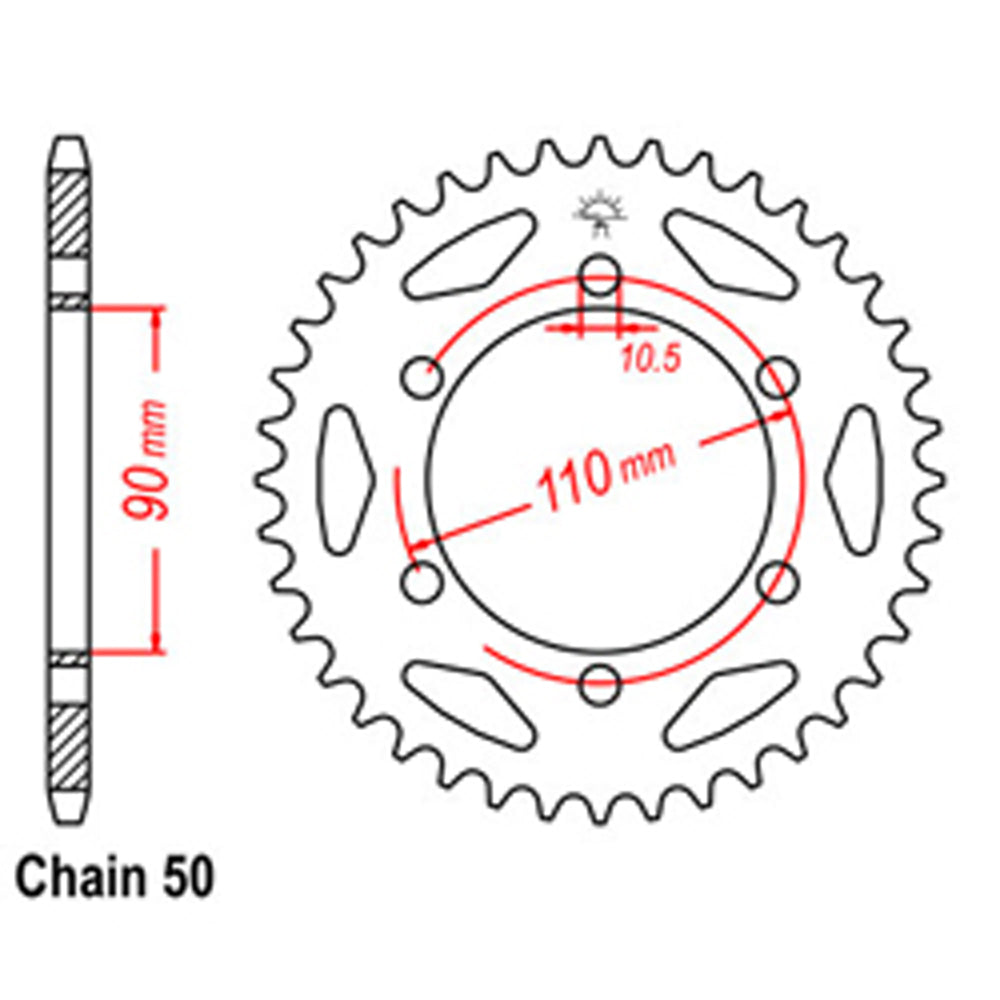 REAR SPROCKET - STEEL 34T 530P