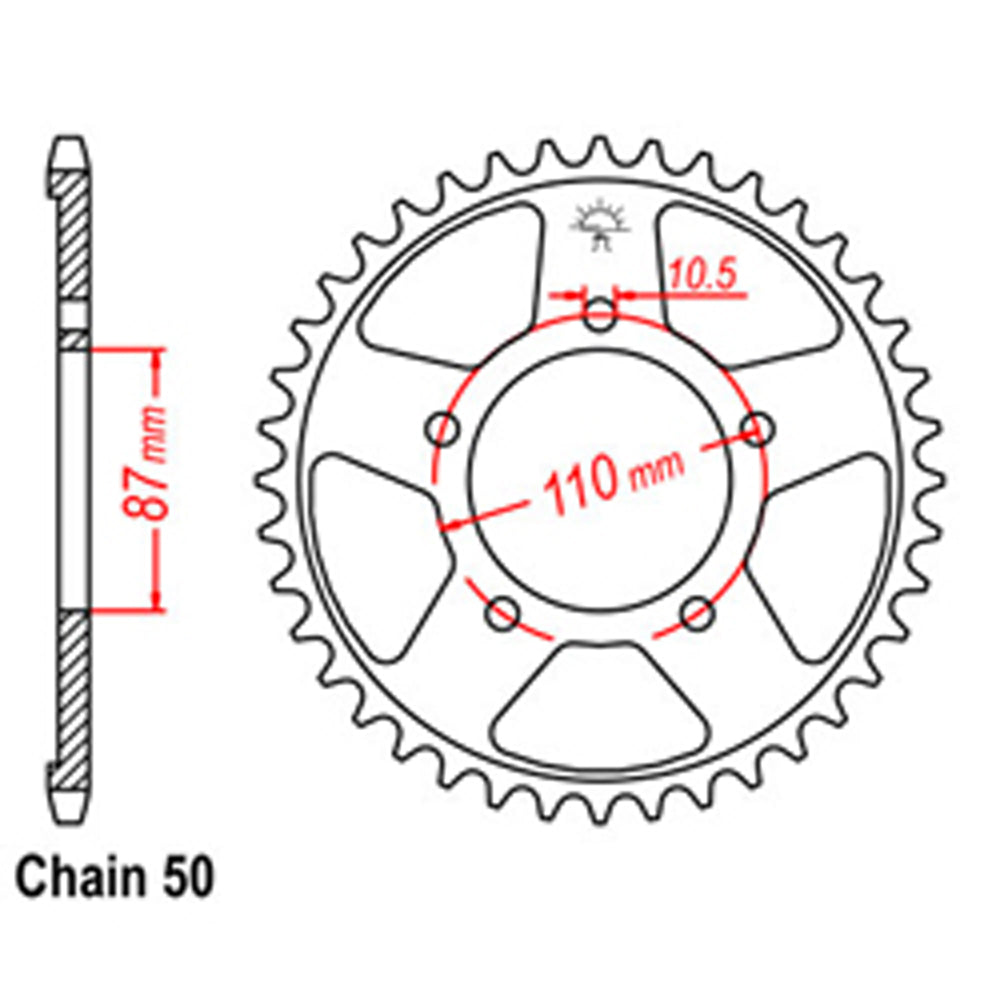 REAR SPROCKET - STEEL 42T 530P