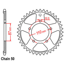 REAR SPROCKET - STEEL 45T 530P