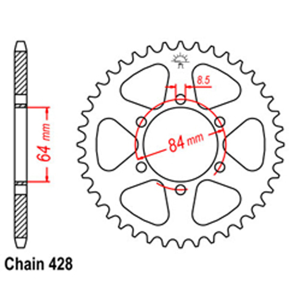 REAR SPROCKET - STEEL 50T 428P