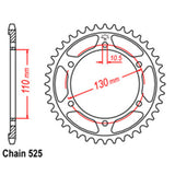 REAR SPROCKET - STEEL 47T 525P