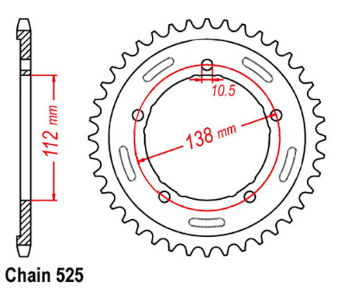 REAR SPROCKET - STEEL 38T 525P