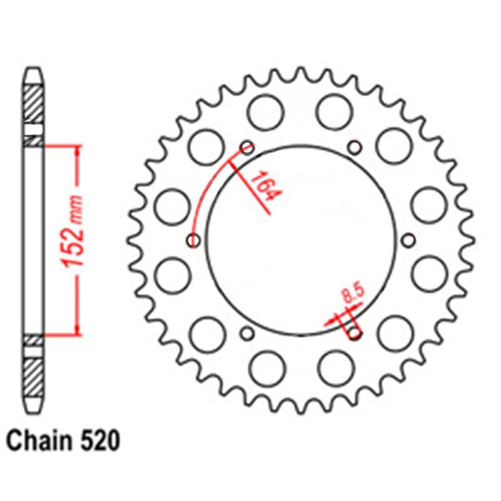 REAR SPROCKET - STEEL 41T 520P