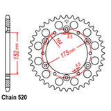 REAR SPROCKET - STEEL 43T 520P D/D