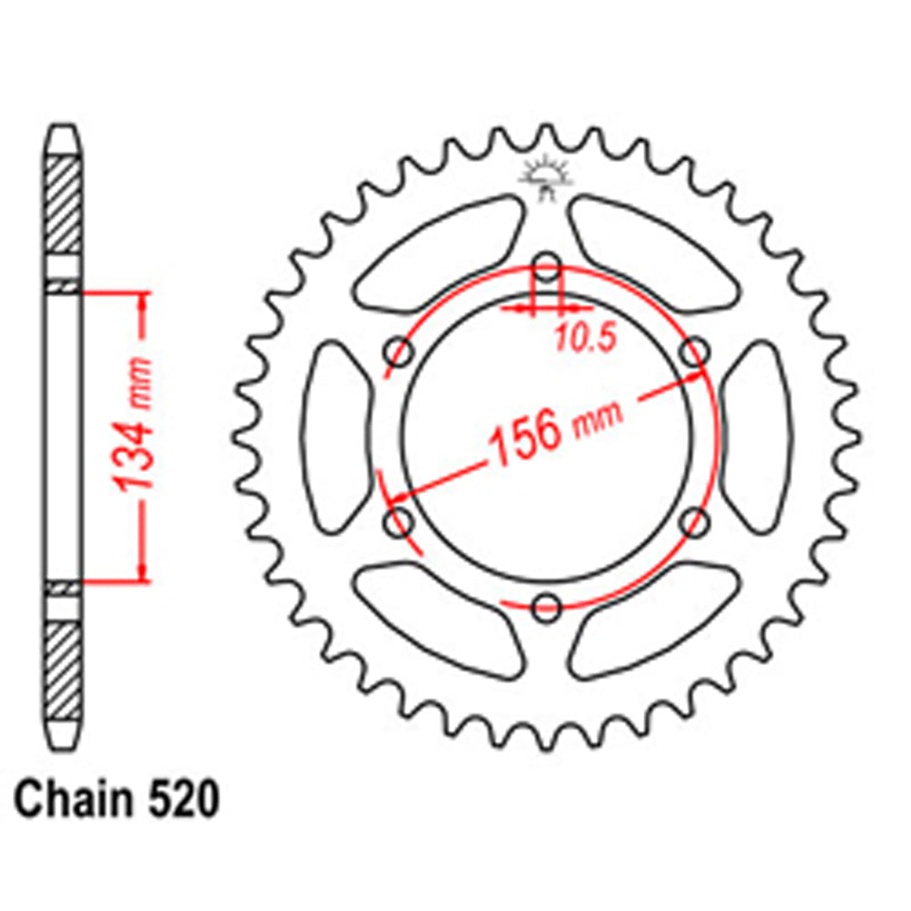 REAR SPROCKET - STEEL 40T 520P