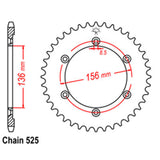 REAR SPROCKET - STEEL 41T 525P