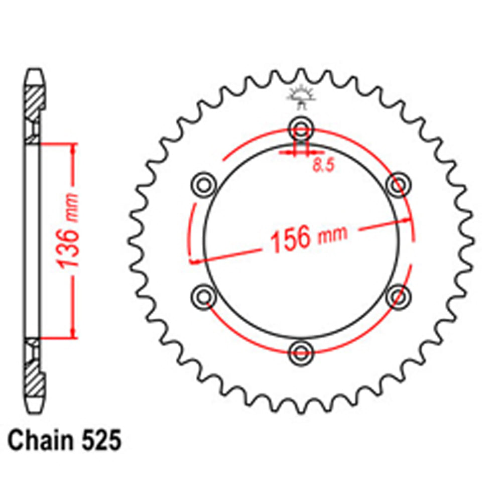 REAR SPROCKET - STEEL 48T 525P