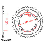 REAR SPROCKET - STEEL 47T 525P