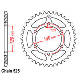 REAR SPROCKET - STEEL 38T 525P