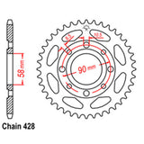 REAR SPROCKET - STEEL 34T 428P GROM