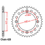 REAR SPROCKET - STEEL 46T 428P