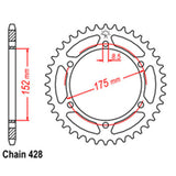 REAR SPROCKET - STEEL 55T 428P