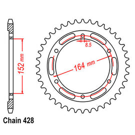 REAR SPROCKET - STEEL 56T 428P
