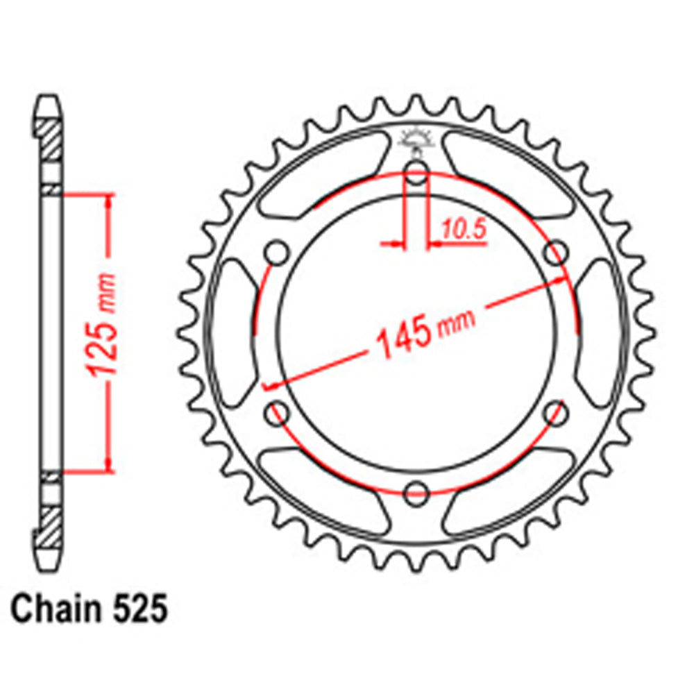 REAR SPROCKET - STEEL 44T 525P