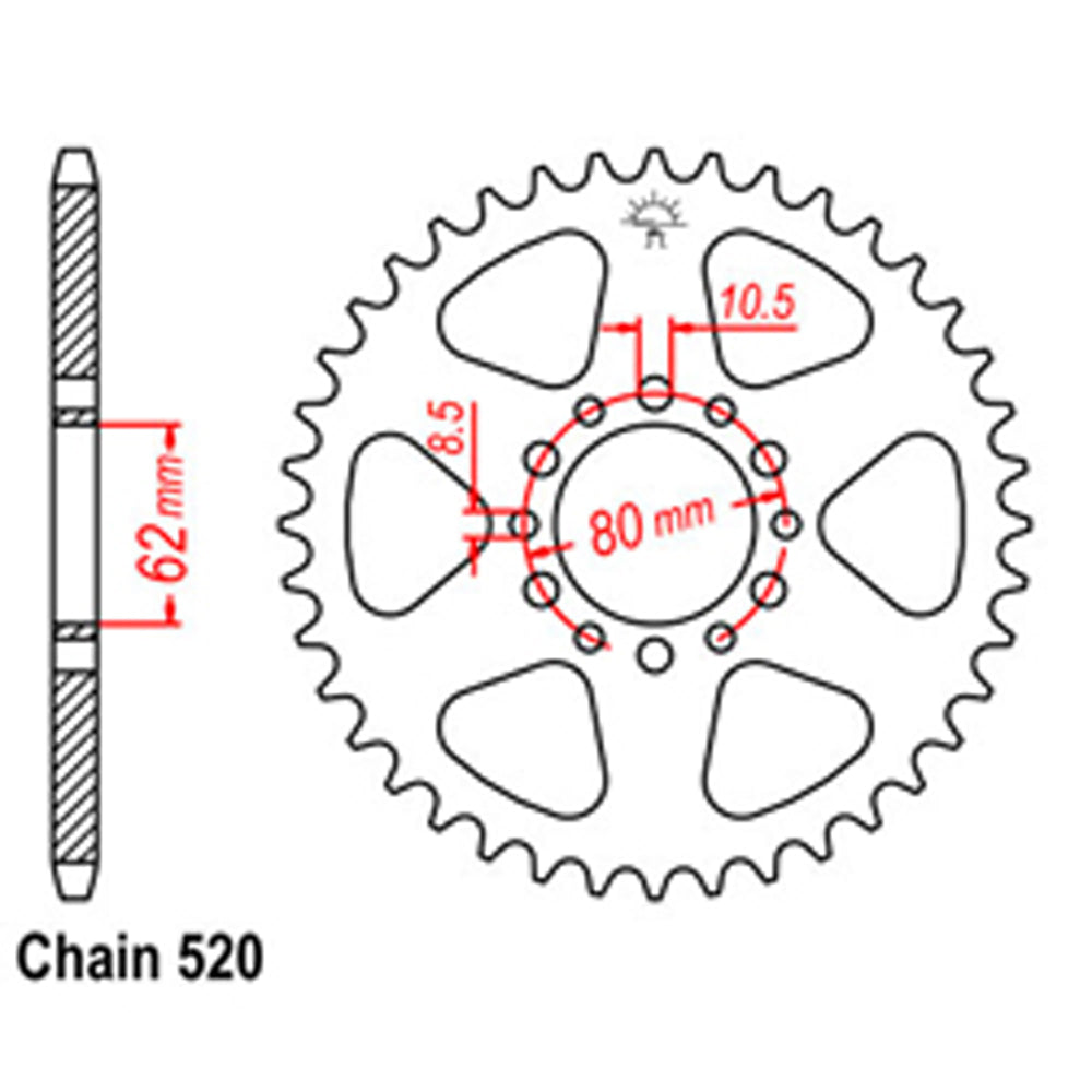 REAR SPROCKET - STEEL 43T 520P D/D