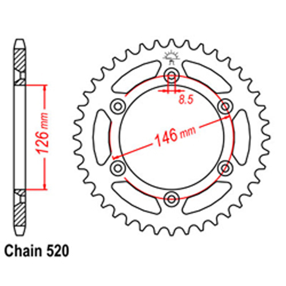 REAR SPROCKET - STEEL 41T 520P