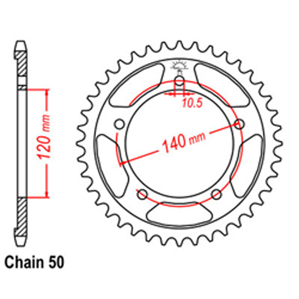 REAR SPROCKET - STEEL 46T 530P