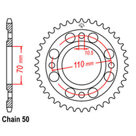REAR SPROCKET - STEEL 36T 530P