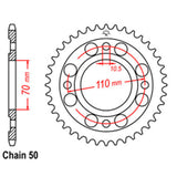 REAR SPROCKET - STEEL 36T 530P