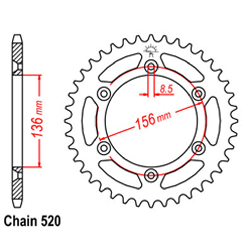 REAR SPROCKET - STEEL 44T 520P