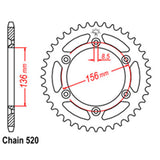 REAR SPROCKET - STEEL 44T 520P