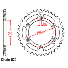 REAR SPROCKET - STEEL 46T 520P