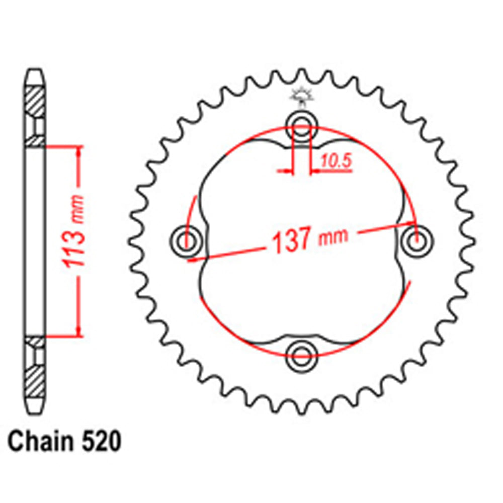 REAR SPROCKET - STEEL 36T 520P