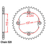 REAR SPROCKET - STEEL 36T 520P