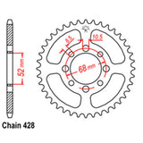 REAR SPROCKET - STEEL 30T 428P D/D