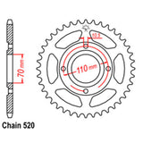 REAR SPROCKET - STEEL 44T 520P