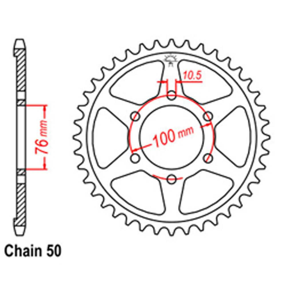 REAR SPROCKET - STEEL 38T 530P