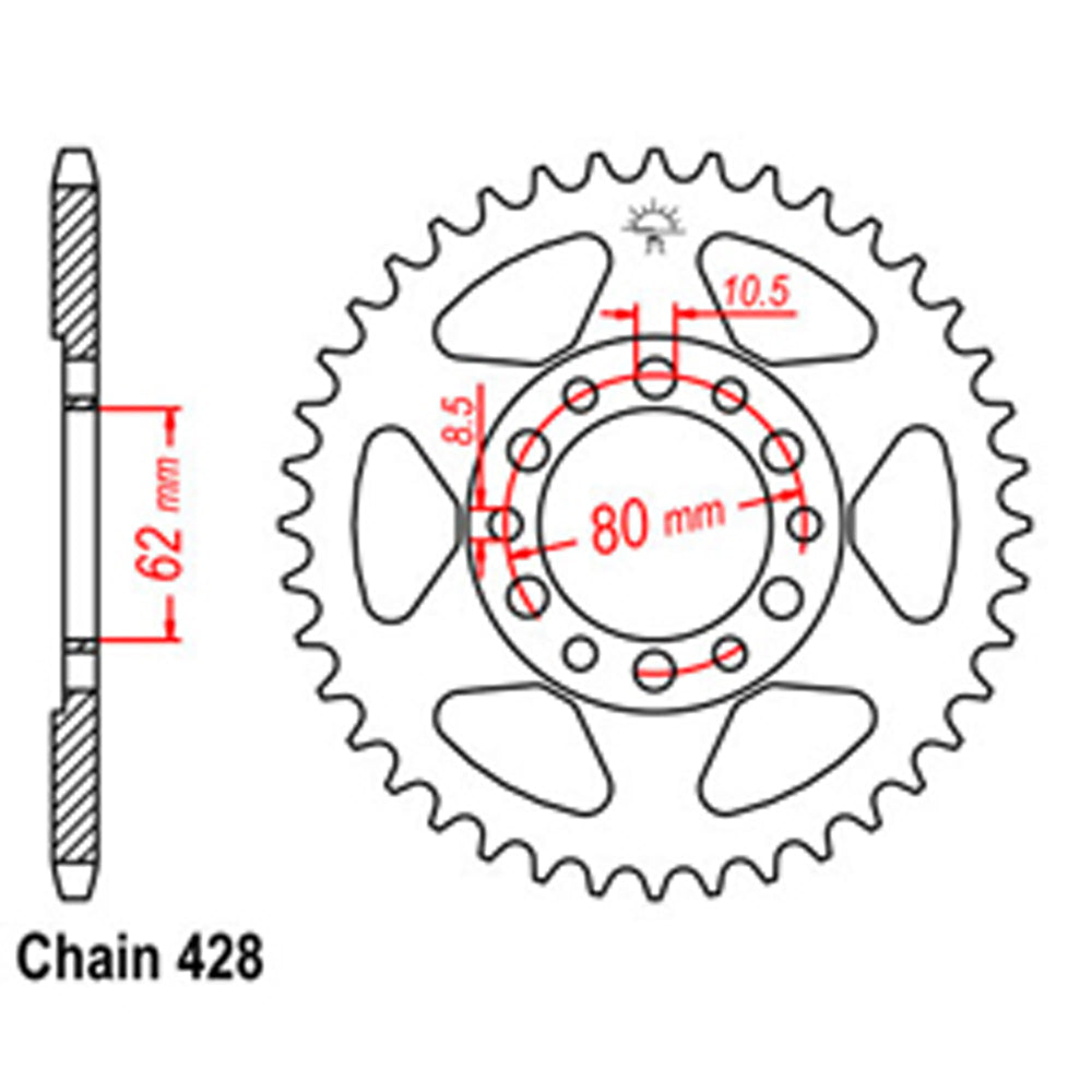 REAR SPROCKET - STEEL 42T 428P D/D