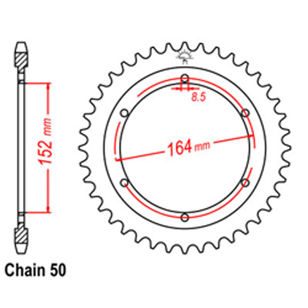 REAR SPROCKET - STEEL 42T 530P