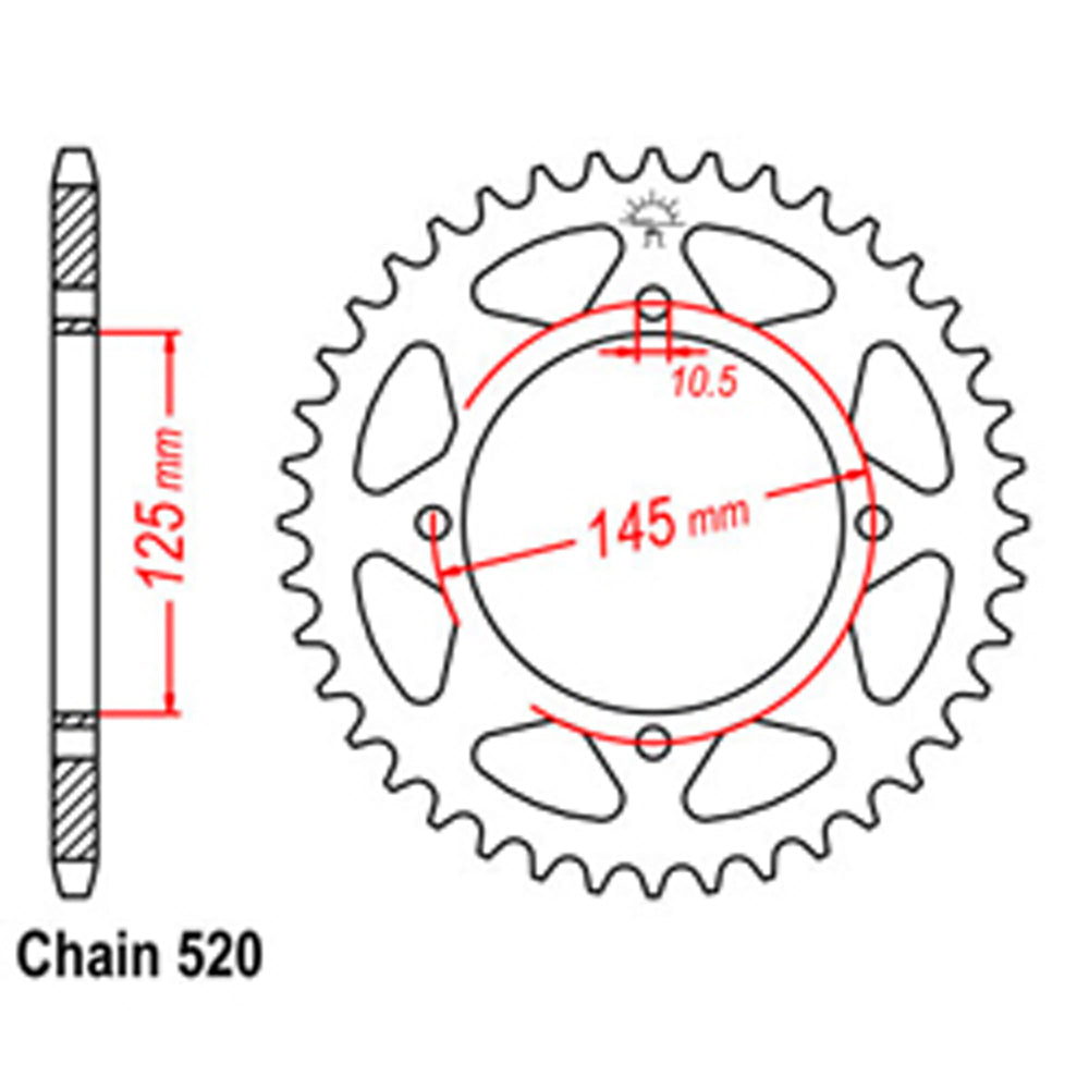 REAR SPROCKET - STEEL 40T 520P