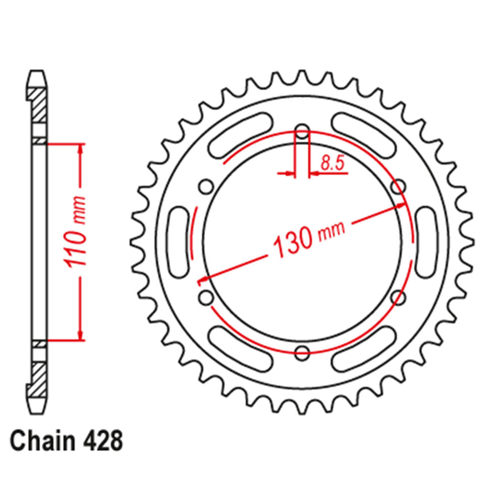 REAR SPROCKET - STEEL 46T 428P