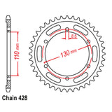 REAR SPROCKET - STEEL 46T 428P