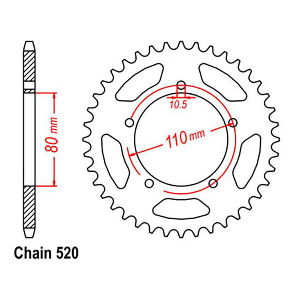 REAR SPROCKET - STEEL 39T 520P