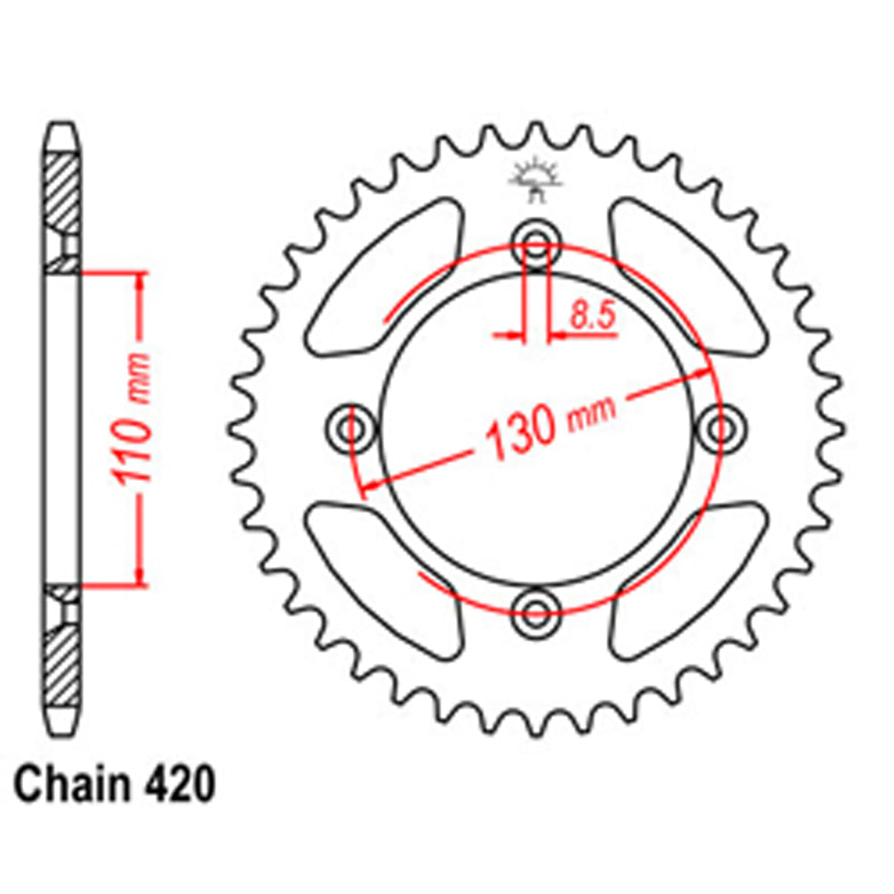 REAR SPROCKET - STEEL 47T 420P