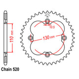 REAR SPROCKET - STEEL 39T 520P