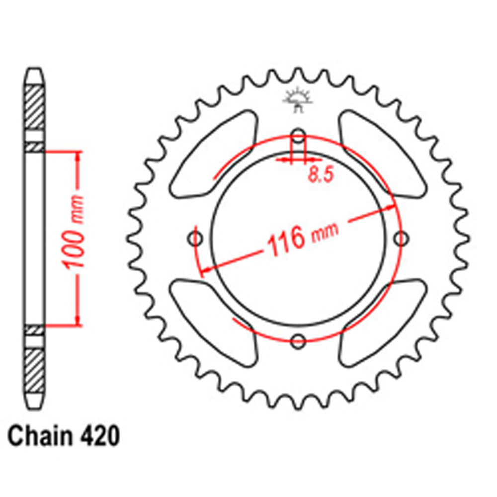 REAR SPROCKET - STEEL 47T 420P