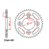 REAR SPROCKET - STEEL 37T 420P GROM 22'