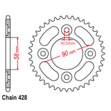 REAR SPROCKET - STEEL 37T 428P GROM 22'