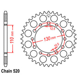REAR SPROCKET - STEEL 44T 520P
