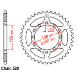 REAR SPROCKET - STEEL 46T 520P D/D