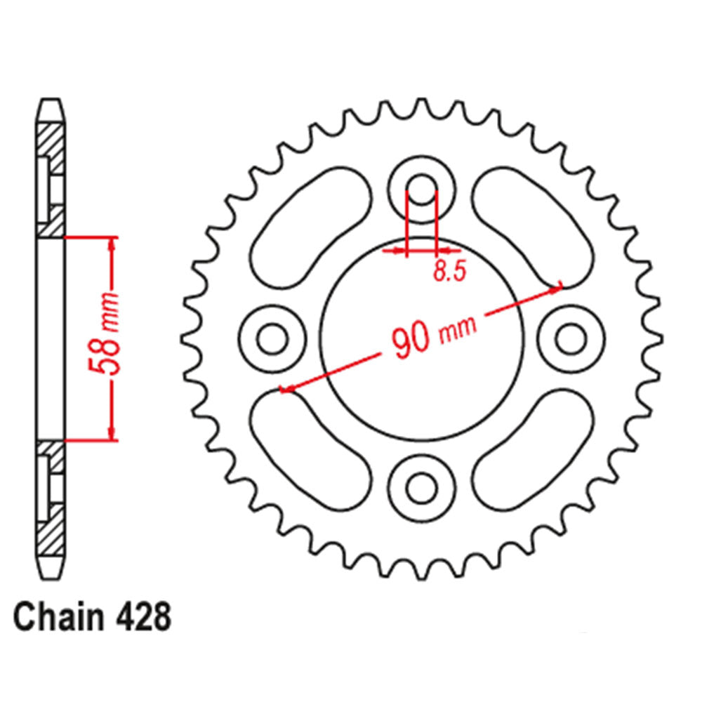 REAR SPROCKET - STEEL 34T 428P