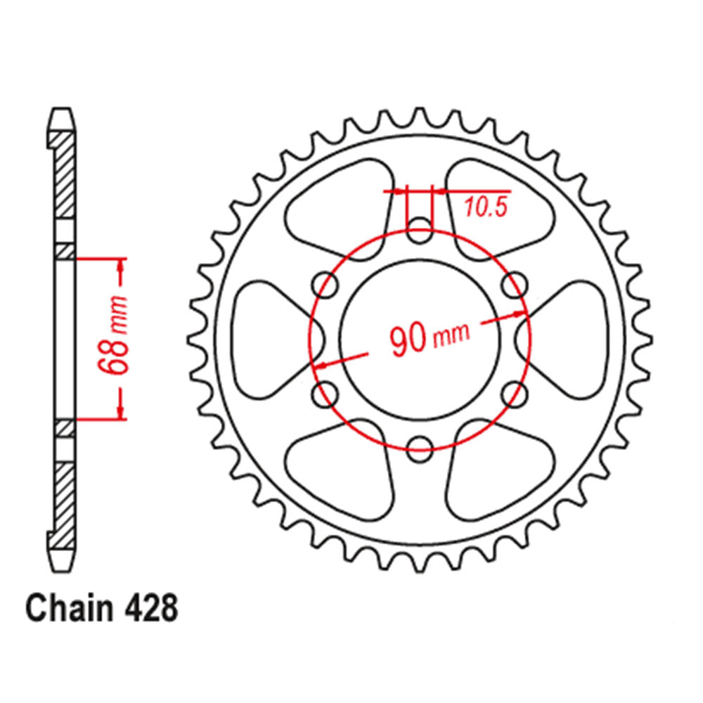 REAR SPROCKET - STEEL 48T 428P