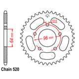 REAR SPROCKET - STEEL 45T 520P